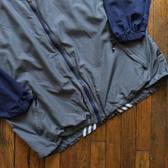 Vtg 90s Adidas Windbreaker Track Jacket‎ Bomber Men XL Blue Gray Color Block - Picture 3 of 8